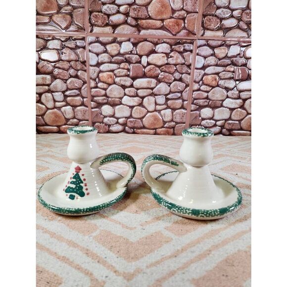 Vintage Christmas Tree Candlesticks/ Salt Pepper Shakers - Picture 10 of 14